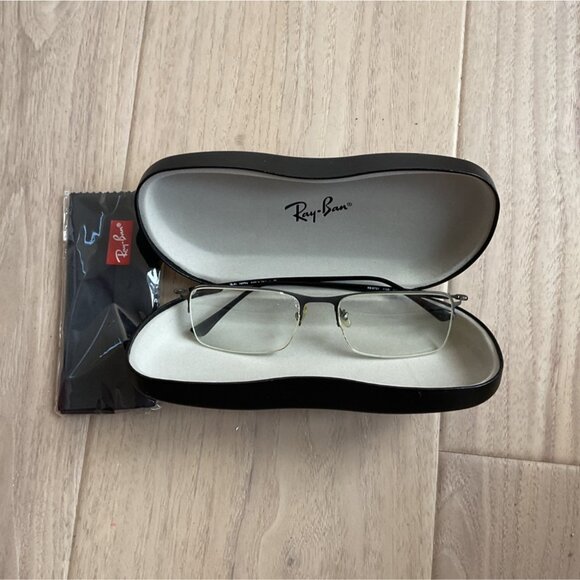 Ray-Ban Half-Rim Eyeglasses With Black Frame & Protective Case - Picture 1 of 4